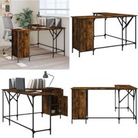Schreibtisch Räuchereiche 141x141x75 cm Holzwerkstoff - Holz Schreibtisch - Bürotisch - Schreibtisch L-form - Industriel Style - Wohnzimmer Tisch von VIDAXL