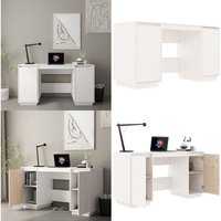 Vidaxl - Schreibtisch Weiß 140x50x75 cm Massivholz Kiefer - Schreibtisch - Holz Schreibtisch - Kiefer Tisch - Weißer Schreibtisch - Home Office von VIDAXL