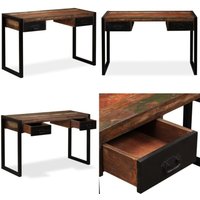 Schreibtisch mit 2 Schubladen Altholz Massiv 120x50x76 cm - Industrieller Schreibtisch - Vintage Schreibtisch - Altholz Tisch - Massiver Schreibtisch von VIDAXL