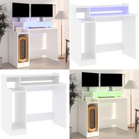 Schreibtisch mit LEDs Weiß 97x45x90 cm Holzwerkstoff - Bürostuhl - Schreibtischlampe - Home Office - Arbeitsplatzgestaltung - Ergonomischer Stuhl von VIDAXL
