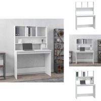 Schreibtisch mit Regal Weiß 102x45x148 cm Holzwerkstoff - Schreibtisch - Bürostuhl - Home Office - Arbeitsplatz - Weißer Schreibtisch von VIDAXL