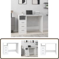 Schreibtisch mit Schubladen Weiß 102x50x76 cm Holzwerkstoff - Schreibtisch - Home Office - Bürostuhl - Arbeitsplatzgestaltung - Holzwerkstoffmöbel von VIDAXL
