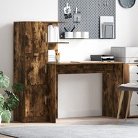 Schreibtisch mit Stauraum Geräucherte Eiche Engineered Wood vidaXL415471 von VIDAXL
