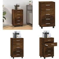 Schubladenschrank mit Rollen Räuchereiche Holzwerkstoff - Bürostuhl - Schreibtischorganisation - Regal - Aufbewahrungsbox - Rollcontainer - Home & von VIDAXL