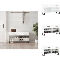 Schuhbank Hochglanz-Weiß 102x35x55 cm Holzwerkstoff - Schuhschrank - Schuhbank - Garderobe - Einbaumöbel - Wohnzimmermöbel von VIDAXL