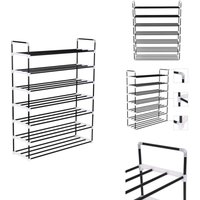 Schuhregal mit 7 Etagen Metall und Kunststoff Schwarz - Schuhregal - Metall Regal - Schuhschrank - Garderobe - Stauraum Schuhregal mit 7 Etagen Metall und Kunststoff Schwarz - Schuhregal - Metall Regal - Schuhschrank - Garderobe - Stauraum von VIDAXL