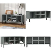 Schuhregal oslo mit Metallbeinen Grau 106x35x45 cm Massivholz - Holz Schrank - Schuhschrank - Garderobe - Massiver Holzschaukel - Wohnzimmermöbel Schuhregal oslo mit Metallbeinen Grau 106x35x45 cm Massivholz - Holz Schrank - Schuhschrank - Garderobe - Massiver Holzschaukel - Wohnzimmermöbel von VIDAXL