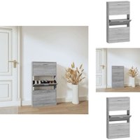 Schuhschrank Grau Sonoma 59x17x108 cm Holzwerkstoff - Schuhschrank - Schuhregal - Holzwerkstoffmöbel - Garderobe - Einbauschrank von VIDAXL