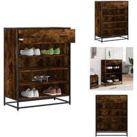 Schuhschrank Räuchereiche 75x38x97,5 cm Holzwerkstoff Metall - Schuhschrank - Schuhschränke - Schuhe Aufbewahrung - Schuhaufbewahrung von VIDAXL