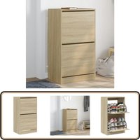 Schuhschrank mit 2 Klappen Sonoma-Eiche 60x42x108 cm - Schuhschrank - Schuhregal - Schuhkommode - Aufbewahrungsbox - Garderobe von VIDAXL