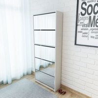 Schuhschrank mit 5 Fächern Spiegel Weiß 63×17×169,5 cm Vidaxl 29041 von VIDAXL