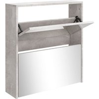 Vidaxl - Schuhschrank mit Spiegel 2 Fächer Betongrau 63x17x67 cm Vidaxl - Schuhschrank mit Spiegel 2 Fächer Betongrau 63x17x67 cm von VIDAXL