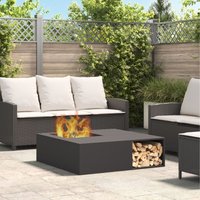 Feuerstelle mit Holzlager Schwarz 100x100x30 cm Stahl Vidaxl von VIDAXL