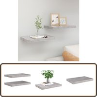 Vidaxl - Schweberegale 2 Stk. Betongrau 50x23x3,8 cm mdf - Schweberegale - Wandregale - Regal - Beton Grau - Wohnwandgestaltung von VIDAXL