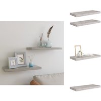 Schweberegale 2 Stk. Betongrau 60x23,5x3,8 cm MDF - Schwebendes Regal - Wandregal - Beton Grau - Regal Mit Unsichtbarer Montage - Wohnwandgestaltung von VIDAXL