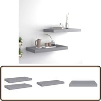 Schweberegale 2 Stk. Grau 50x23x3,8 cm mdf - Schweberegale - Wandregale - Regal Grau - Wohnwandgestaltung - Dekorationsschrank Schweberegale 2 Stk. Grau 50x23x3,8 cm mdf - Schweberegale - Wandregale - Regal Grau - Wohnwandgestaltung - Dekorationsschrank von VIDAXL