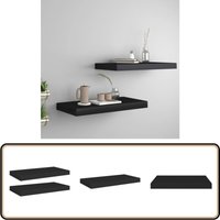 Schweberegale 2 Stk. Schwarz 50x23x3,8 cm mdf - Schweberegale - Wandregale - Schwarzes Regal - Regal Schwarz - Wohnwandregal von VIDAXL