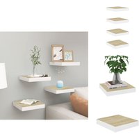 Schweberegale 4 Stk. Eichen-Optik und Weiß 23x23,5x3,8 cm mdf - Schweberegale - Wandregal - Regal - Eichen Optik - Weißes Regal Schweberegale 4 Stk. Eichen-Optik und Weiß 23x23,5x3,8 cm mdf - Schweberegale - Wandregal - Regal - Eichen Optik - Weißes Regal von VIDAXL