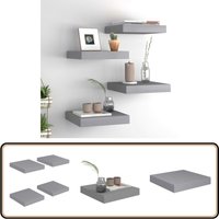 Schweberegale 4 Stk. Grau 23x23,5x3,8 cm mdf - Schweberegale - Wandregale - Regalset - Graue Möbel - Wohnwandgestaltung von VIDAXL