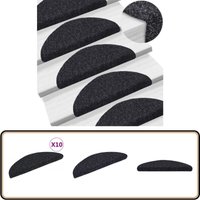 Selbstklebende Treppenmatten 10 Stk. Schwarz 56x17x3 cm - Treppenmatten - Stufenmatten - Laufmatten - Anti-Rutschmatte - Treppenbelag von VIDAXL