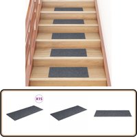 Selbstklebende Treppenmatten 15 Stk. 60x25 cm Hellgrau - Stufenmatten - Treppenläufer - Treppenschutz - Anti-Rutschmatte - Nadelvliesmatte von VIDAXL