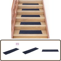 Selbstklebende Treppenmatten 15 Stk. 76x20 cm Graublau - Stufenmatten - Treppenläufer - Treppenschutz - Anti-Rutschmatte - Nadelvliesmatte von VIDAXL