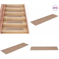Selbstklebende Treppenmatten 15 Stk. 76x20 cm Hellbraun - Stufenmatte - Treppenläufer - Treppenbelag - Trittschutz - Rutschfeste Matte - Home & Living von VIDAXL