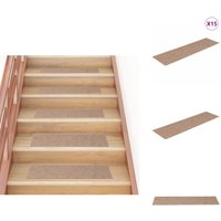 Selbstklebende Treppenmatten 15 Stk. 76x20 cm Hellbraun - Stufenmatte - Treppenläufer - Treppenbelag - Trittschutz - Rutschfeste Matte von VIDAXL