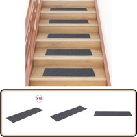 Selbstklebende Treppenmatten 15 Stk. 76x20 cm Hellgrau - Stufenmatten - Treppenläufer - Treppenschutz - Anti-Rutschmatte - Nadelvliesmatte von VIDAXL