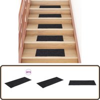 Vidaxl - Selbstklebende Treppenmatten 15 Stk. Rechteckig 60x25 cm Grau - Stufenmatten - Treppenläufer - Treppenschutz - Anti-Rutschmatte - Nadelvlies von VIDAXL
