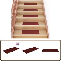 Selbstklebende Treppenmatten 15 Stk. Rechteckig 60x25 cm Rot - Treppenmatten - Stufenmatten - Trittschutz - Anti-Rutsch - Nadelvlies von VIDAXL