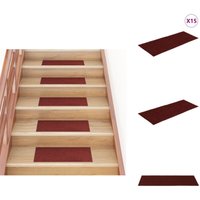 Vidaxl - Selbstklebende Treppenmatten 15 Stk. Rechteckig 60x25 cm Rot - Treppenmatten - Stufenmatten - Trittschutz - Anti-Rutsch - Nadelvlies von VIDAXL