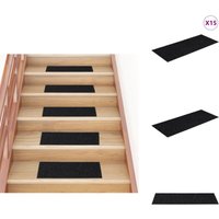 Selbstklebende Treppenmatten 15 Stk. Rechteckig 60x25cm Schwarz - Stufenmatten - Treppenmatten - Treppenschutz - Anti-Rutschmatte - Nadelvliesmatte von VIDAXL