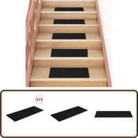 Selbstklebende Treppenmatten 15 Stk. Rechteckig 60x25cm Schwarz - Stufenmatten - Treppenmatten - Treppenschutz - Anti-Rutschmatte - Nadelvliesmatte von VIDAXL