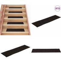 Selbstklebende Treppenmatten 15 Stk. Rechteckig 76x20 cm Braun - Stufenmatten - Treppenläufer - Treppendekoration - Rutschfeste Matte von VIDAXL