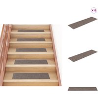 Selbstklebende Treppenmatten 15 Stk. Rechteckig 76x20 cm Creme - Stufenmatten - Treppenläufer - Treppenschutz - Trittsicherheit - Anti-Rutsch von VIDAXL