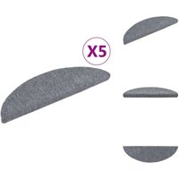 Selbstklebende Treppenmatten 5 Stk. Hellgrau 56x17x3 cm - Stufenmatte - Treppenmatte - Treppenschutz - Nadelvliesmatte - Anti-Rutschmatte von VIDAXL