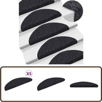 Selbstklebende Treppenmatten 5 Stk. Schwarz 56x17x3 cm - Treppenmatten - Stufenmatten - Laufmatten - Anti-Rutschmatte - Treppenbelag von VIDAXL