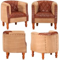 Vidaxl - Sessel Braun Echtleder und Massivholz Mango - Ledersessel - Sessel Braun - Wohnzimmersessel - Relaxsessel - Ecksofa - Home & Living von VIDAXL