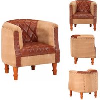 Vidaxl - Sessel Braun Echtleder und Massivholz Mango - Ledersessel - Sessel Braun - Wohnzimmersessel - Relaxsessel - Ecksofa von VIDAXL