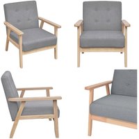 Sessel Hellgrau Stoff - Retro Sessel - Holzstuhl - Beistelltisch - Gemütlicher Sessel - Lounge Sessel - Home & Living von VIDAXL