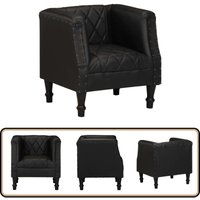 Vidaxl - Sessel Schwarz Echtes Ziegenleder - Ledersessel - Vintage Stil - Sessel Schwarz - Esszimmerstuhl - Lounge Chair Vidaxl - Sessel Schwarz Echtes Ziegenleder - Ledersessel - Vintage Stil - Sessel Schwarz - Esszimmerstuhl - Lounge Chair von VIDAXL