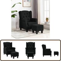 Sessel mit Fußhocker Schwarz Stoff - Sitzsack - Lounge Chair - Beistelltisch - Sofa - Esszimmerstuhl von VIDAXL