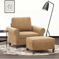 Sessel mit Hocker Braun 60 cm Samt Vidaxl von VIDAXL