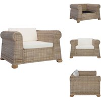 Sessel mit Kissen Natur Rattan - Rattansessel - Gartenstuhl - Esszimmerstuhl - Lounge Chair - Sofa Sessel mit Kissen Natur Rattan - Rattansessel - Gartenstuhl - Esszimmerstuhl - Lounge Chair - Sofa von VIDAXL