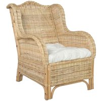 Sessel mit Kissen Natur-Rattan und Leinen Vidaxl von VIDAXL