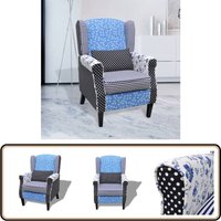 Sessel mit Patchwork-Design Stoff - Landhausstil Sessel - Patchwork Sessel - Bequemer Sessel - Holz Sessel - Esszimmerstuhl von VIDAXL