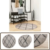 Shaggy-Teppich pamplona Hochflor Modern Beige Anthrazit ø 100cm - Shaggy-Teppich - Hochflor-Teppich - Wohnzimmerteppich - Schlafzimmersteppich von VIDAXL