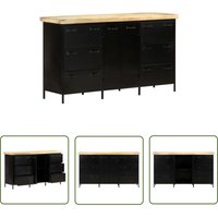 Vidaxl - The Living Store Sideboard 140x38x76 cm Raues Mangoholz - Holz Sideboard - Landhaus Stil - Industrieller Schreibtisch - Wohnzimmerschränke von VIDAXL