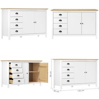 Vidaxl - Sideboard Hill Weiß 130x40x80 cm Massivholz Kiefer - Holz Sideboard - Massiver Kiefernschalter - Weißes Sideboard - Wohnzimmer Dekoration von VIDAXL